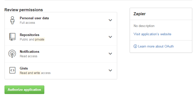 Connecting your GitHub account to Zapier