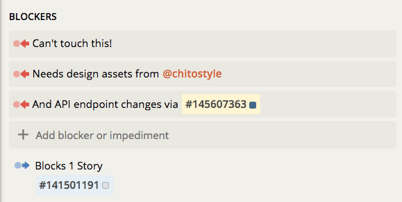 Image showing story blockers in Pivotal Tracker.