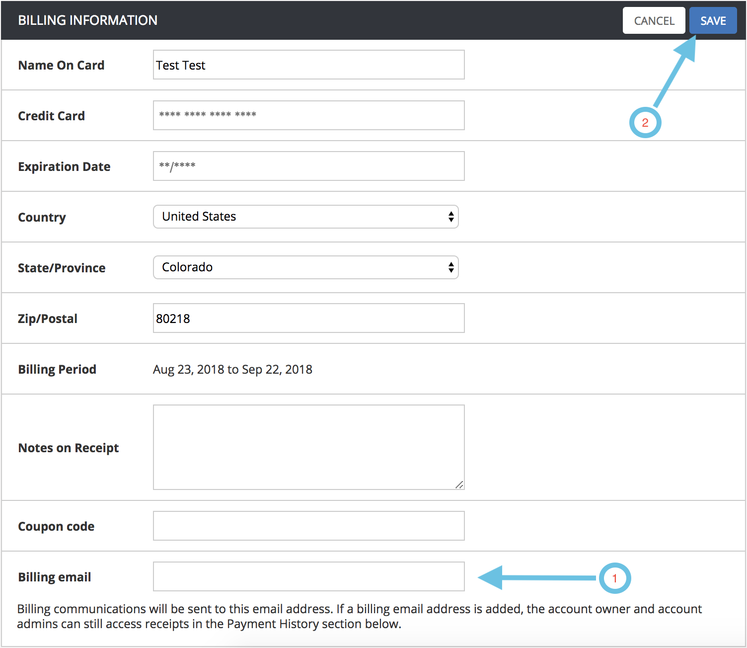 Adding a billing email address in Pivotal Tracker